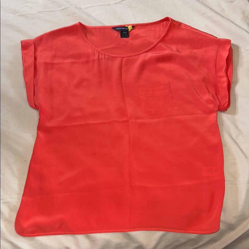 French Connection coral Blouse with Cuffed Sleeves